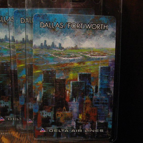 Delta Air Lines Dallas Fort Worth Vintage Playing Card Luggage Tags (3) - Picture 2 of 4